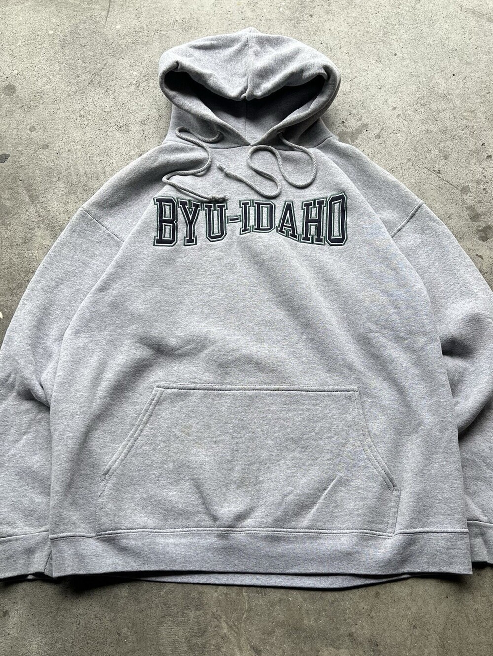 VTG Pro-Weave BYU Idaho Hoodie Mens Medium Dubwear Gray Pullover Sweatshirt